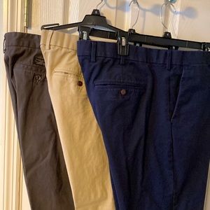 3 pairs of mens Chinos 38x32 navy, charcoal, khaki
